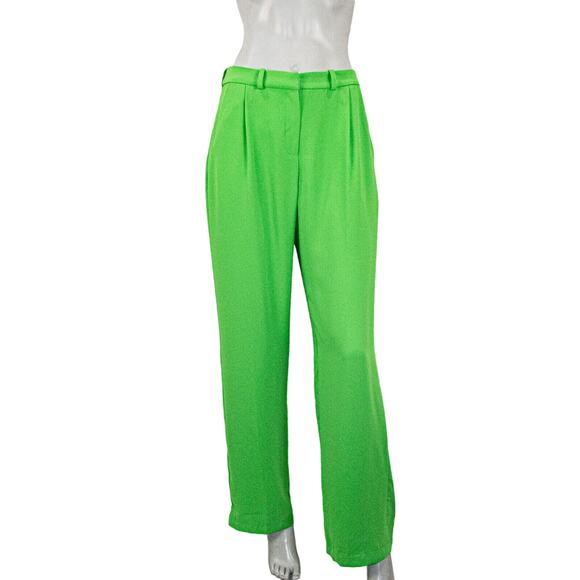 AMANDA UPRICHARD Women's Pleated Wallace Pants wide leg in Green Grass Small - Picture 1 of 12